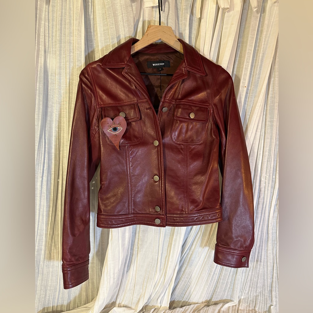 Red Leather Jacket Size 4 Womens